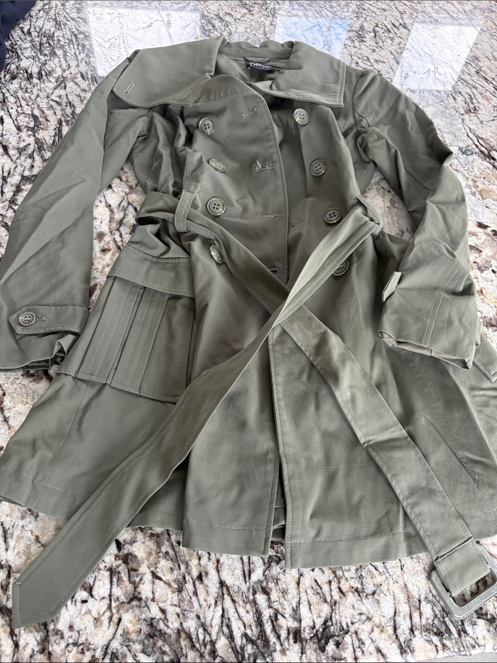 Bebe Olive Trench Coat
